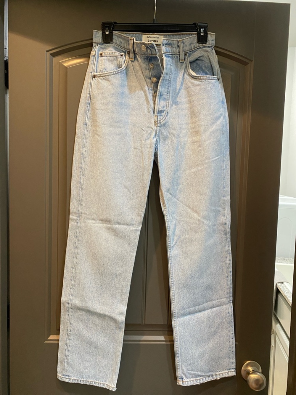 Reformation Light Blue Straight Leg Jeans